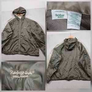Rainforest Cafe Orlando Adult XL‎ Green Souvenir Windbreaker Jacket